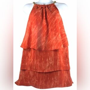 Michael Kors Rust Tiered Top with Gold Chain Straps